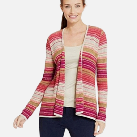 Charter Club metallic crochet open faced cardigan. PM - Picture 2 of 6